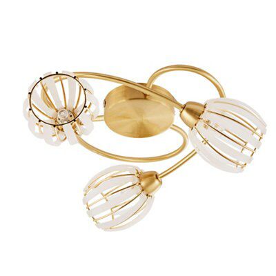 React Brushed Acrylic & steel Gold effect 3 Lamp Ceiling light