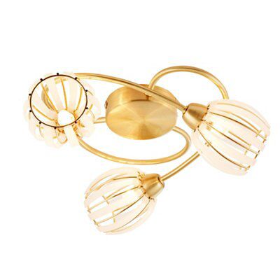 React Brushed Acrylic & steel Gold effect 3 Lamp Ceiling light
