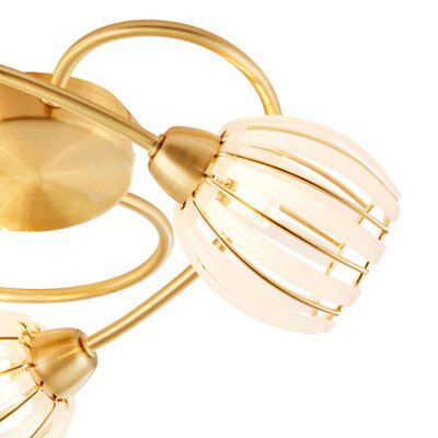 React Brushed Acrylic & steel Gold effect 3 Lamp Ceiling light