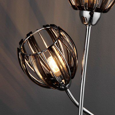 React Matt smoked Chrome effect Halogen Table lamp