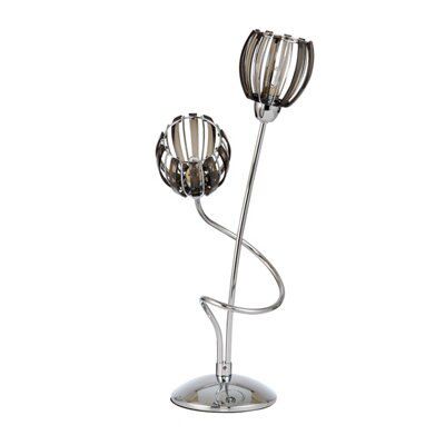 React Matt smoked Chrome effect Halogen Table lamp