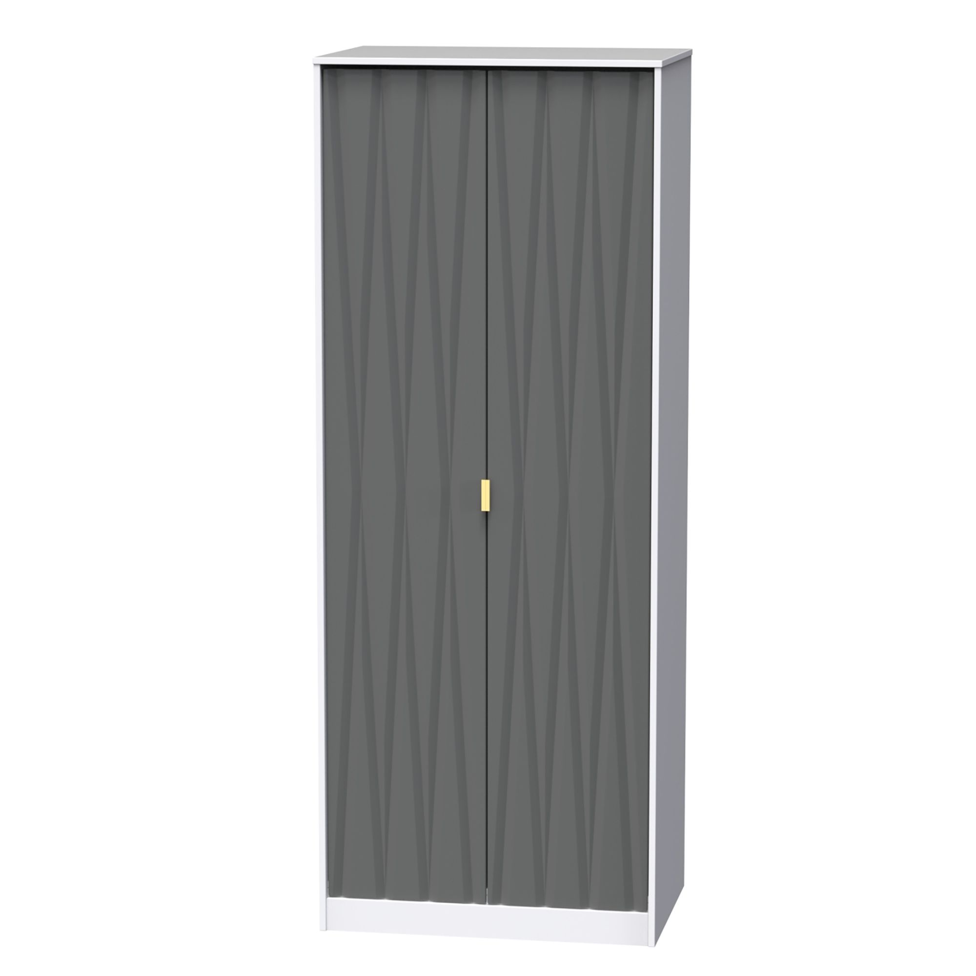 Ready assembled Contemporary Grey & white Double Wardrobe (H)1970mm (W)740mm (D)530mm