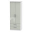 Ready assembled Contemporary High gloss grey & white 2 Drawer Tall Double Wardrobe (H)1970mm (W)740mm (D)530mm