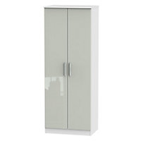 Ready assembled Contemporary High gloss grey & white Tall Double Wardrobe (H)1970mm (W)740mm (D)530mm