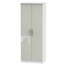 Ready assembled Contemporary High gloss grey & white Tall Double Wardrobe (H)1970mm (W)740mm (D)530mm
