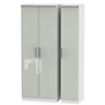 Ready assembled Contemporary High gloss grey & white Tall Triple Wardrobe (H)1970mm (W)1110mm (D)530mm