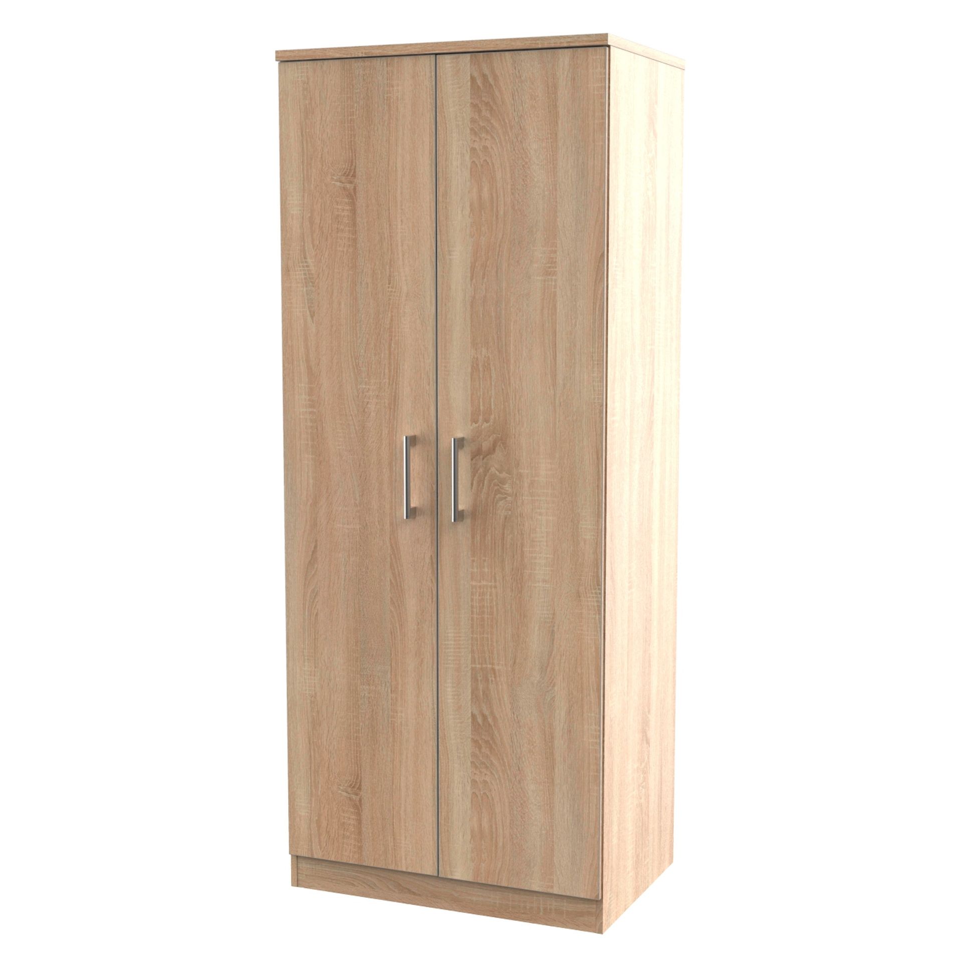 Ready assembled Contemporary Light oak effect Double Wardrobe (H)1825mm (W)740mm (D)535mm