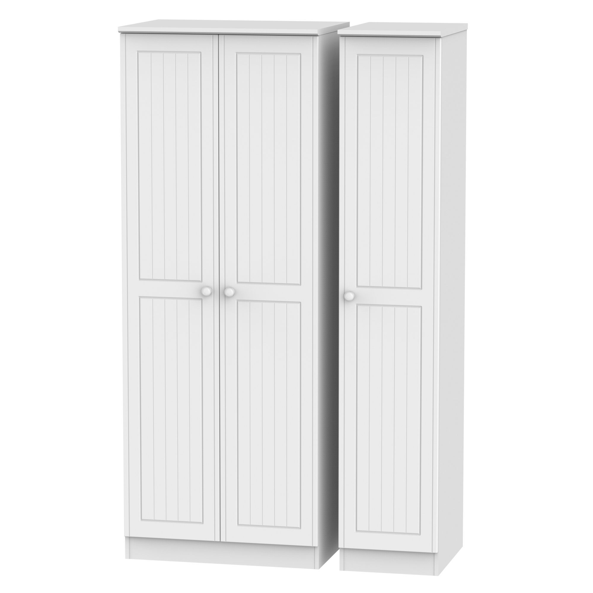 Ready assembled Contemporary Matt white Tall Triple Wardrobe (H)1970mm (W)1110mm (D)530mm