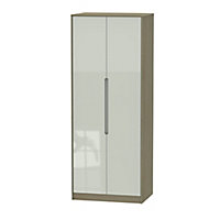 Ready assembled Contemporary Satin cashmere oak effect Tall Double Wardrobe (H)1970mm (W)740mm (D)530mm