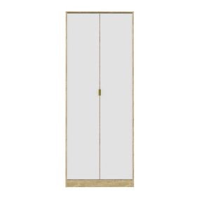Ready assembled Contemporary White & oak Double Wardrobe (H)1970mm (W)740mm (D)530mm