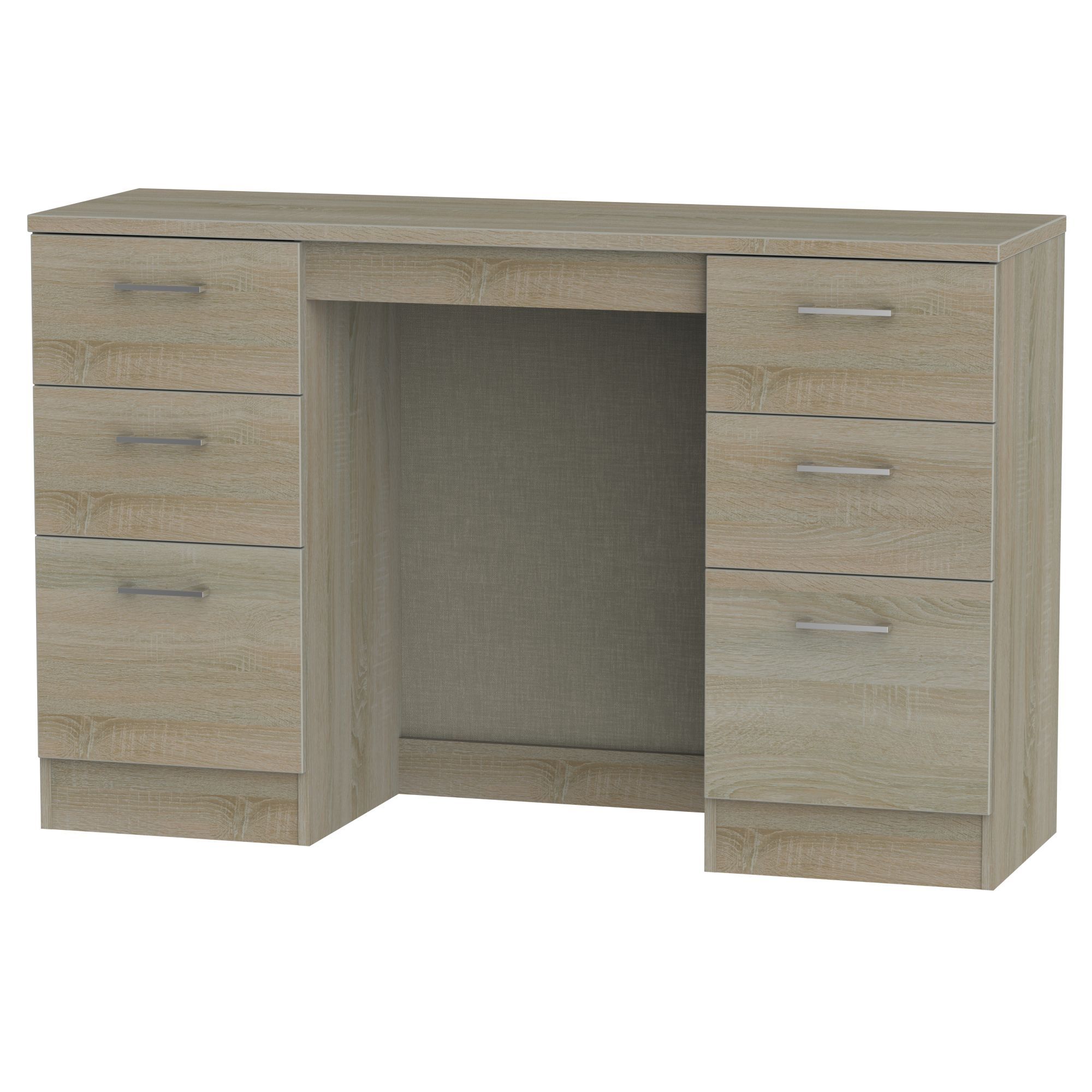 Ready assembled Dark oak effect 6 drawer Desk (H)795mm (W)415mm (D)415mm