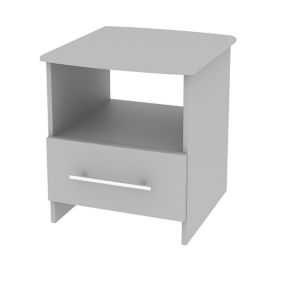 Ready assembled Grey 1 Drawer Side table (H)495mm (W)400mm
