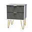 Ready assembled Grey & white 2 Drawer Bedside table (H)570mm (W)450mm (D)395mm