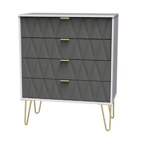 Ready assembled Grey & white 4 Drawer Chest of drawers (H)910mm (W)765mm (D)395mm