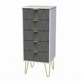 Ready assembled Grey & white 5 Drawer Chest of drawers (H)1075mm (W)395mm (D)415mm