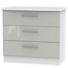 Ready assembled High gloss grey & white 3 Drawer Chest of drawers (H)695mm (W)765mm (D)415mm