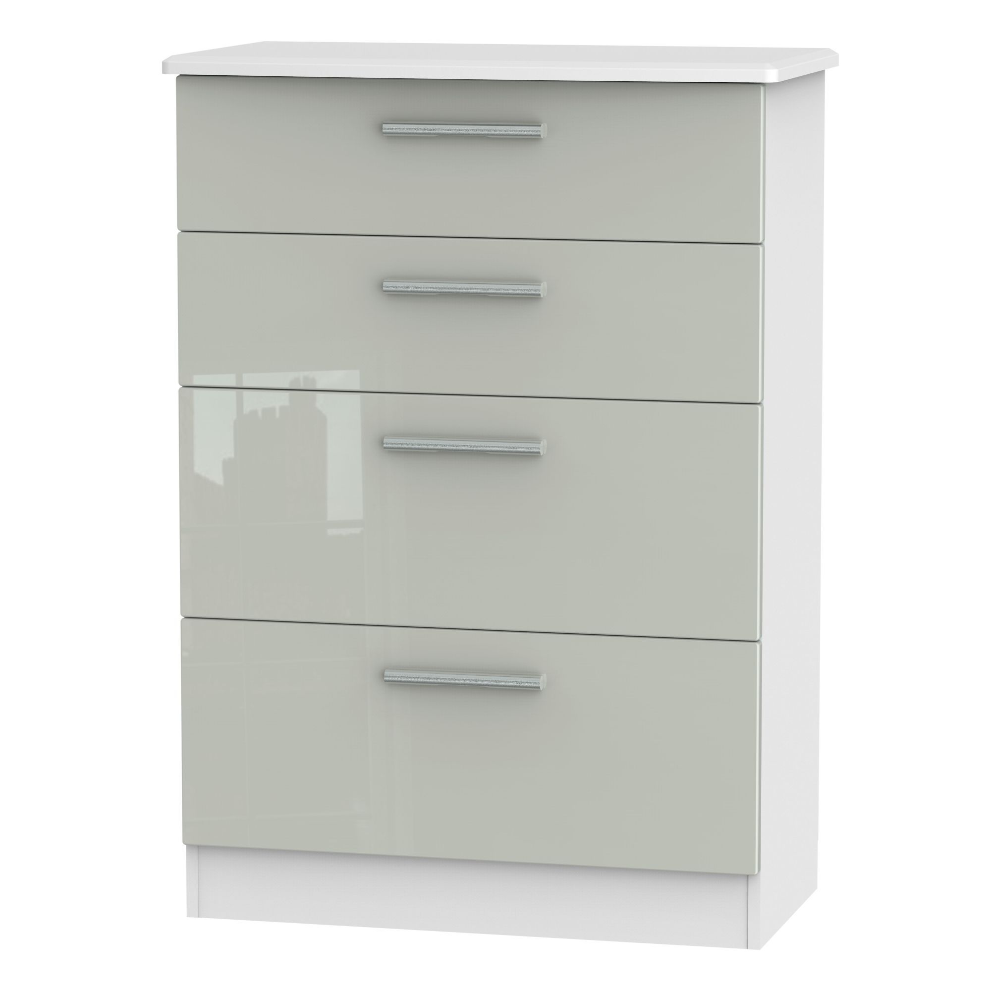 Ready assembled High gloss grey & white 4 Drawer Deep Chest (H)1075mm (W)765mm (D)415mm