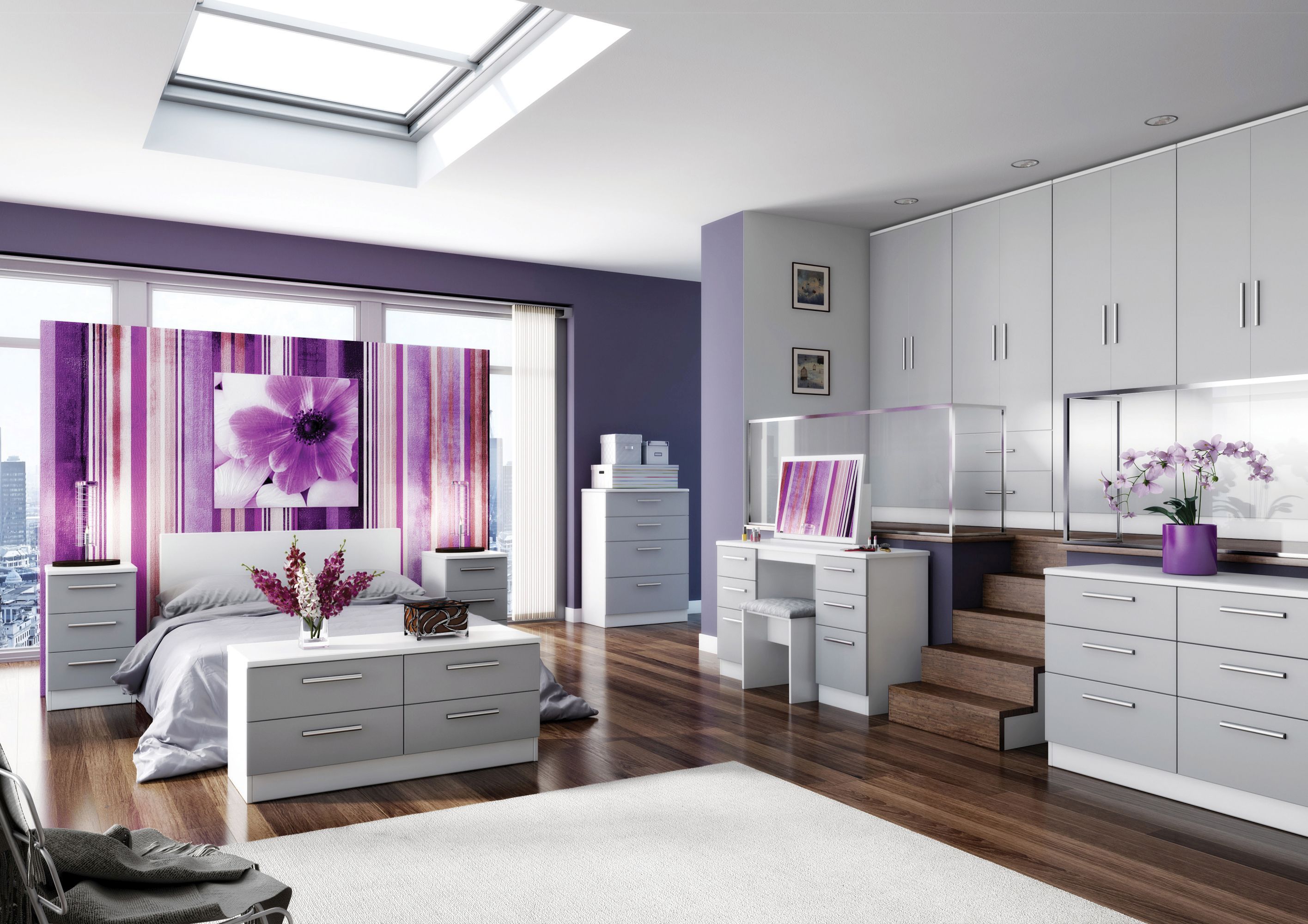 Ready assembled High gloss grey & white 4 Drawer Deep Chest (H)1075mm (W)765mm (D)415mm