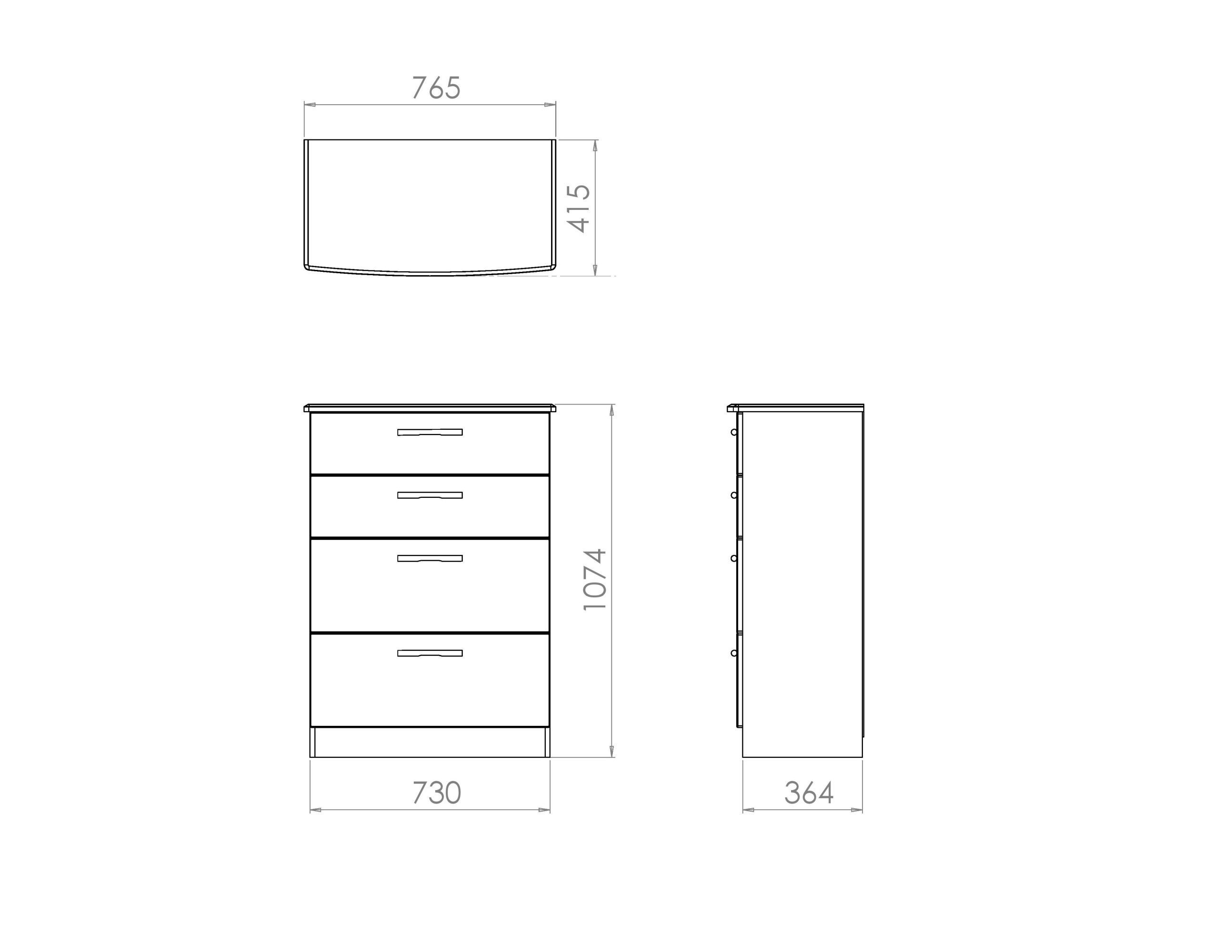 Ready assembled High gloss grey & white 4 Drawer Deep Chest (H)1075mm (W)765mm (D)415mm