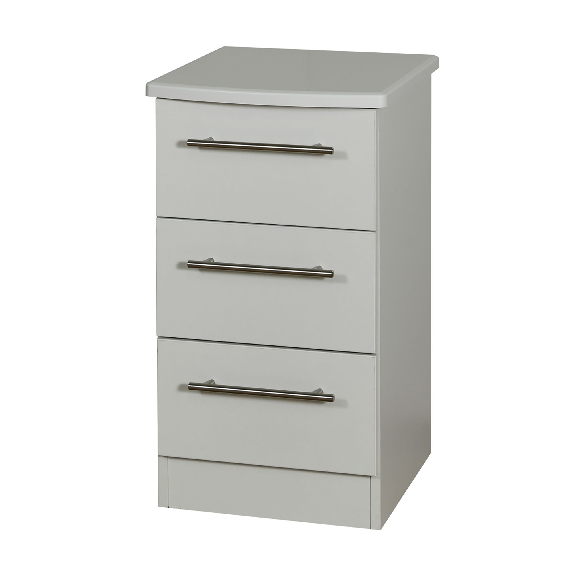 Ready assembled Matt grey 3 Drawer Bedside table (H)695mm (W)395mm (D)415mm