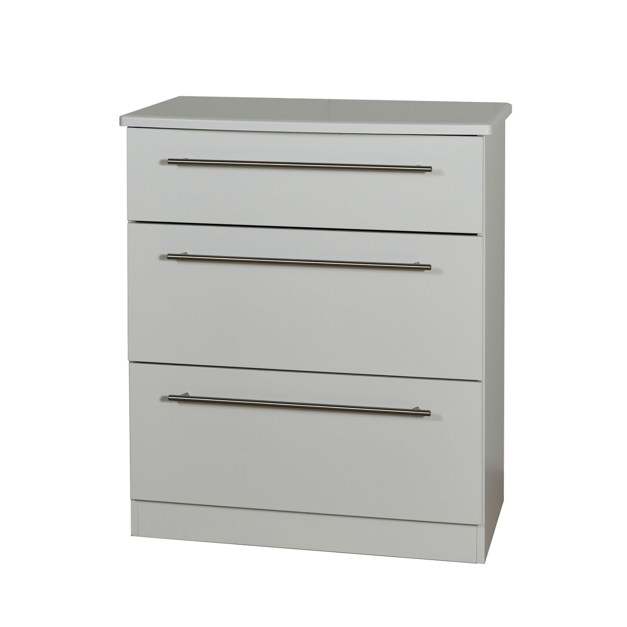 Ready assembled Matt grey 3 Drawer Chest of drawers (H)885mm (W)765mm (D)415mm