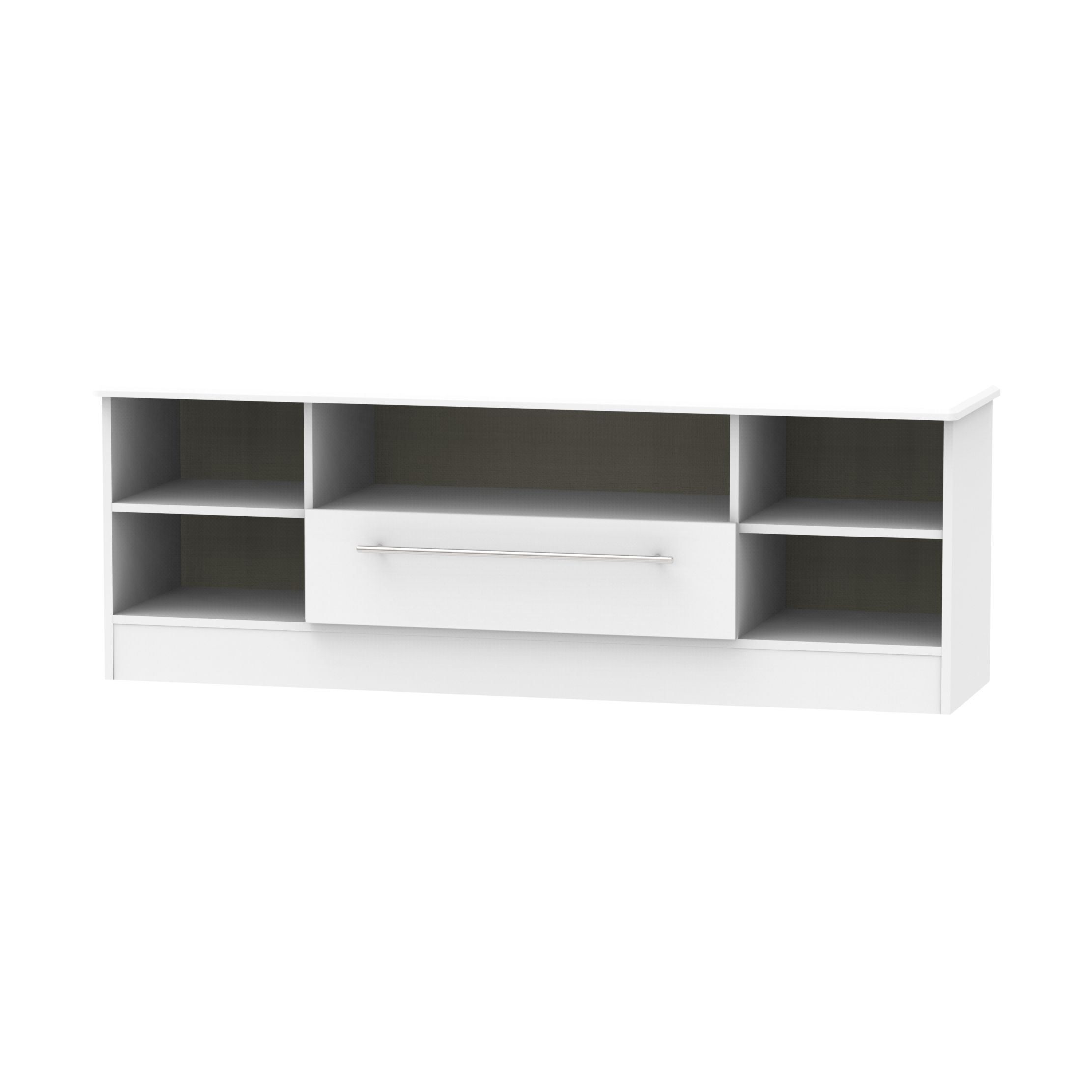 Ready assembled Matt grey TV stand with 2 shelves, (H)49.5cm x (W)146.5cm x (D)40cm