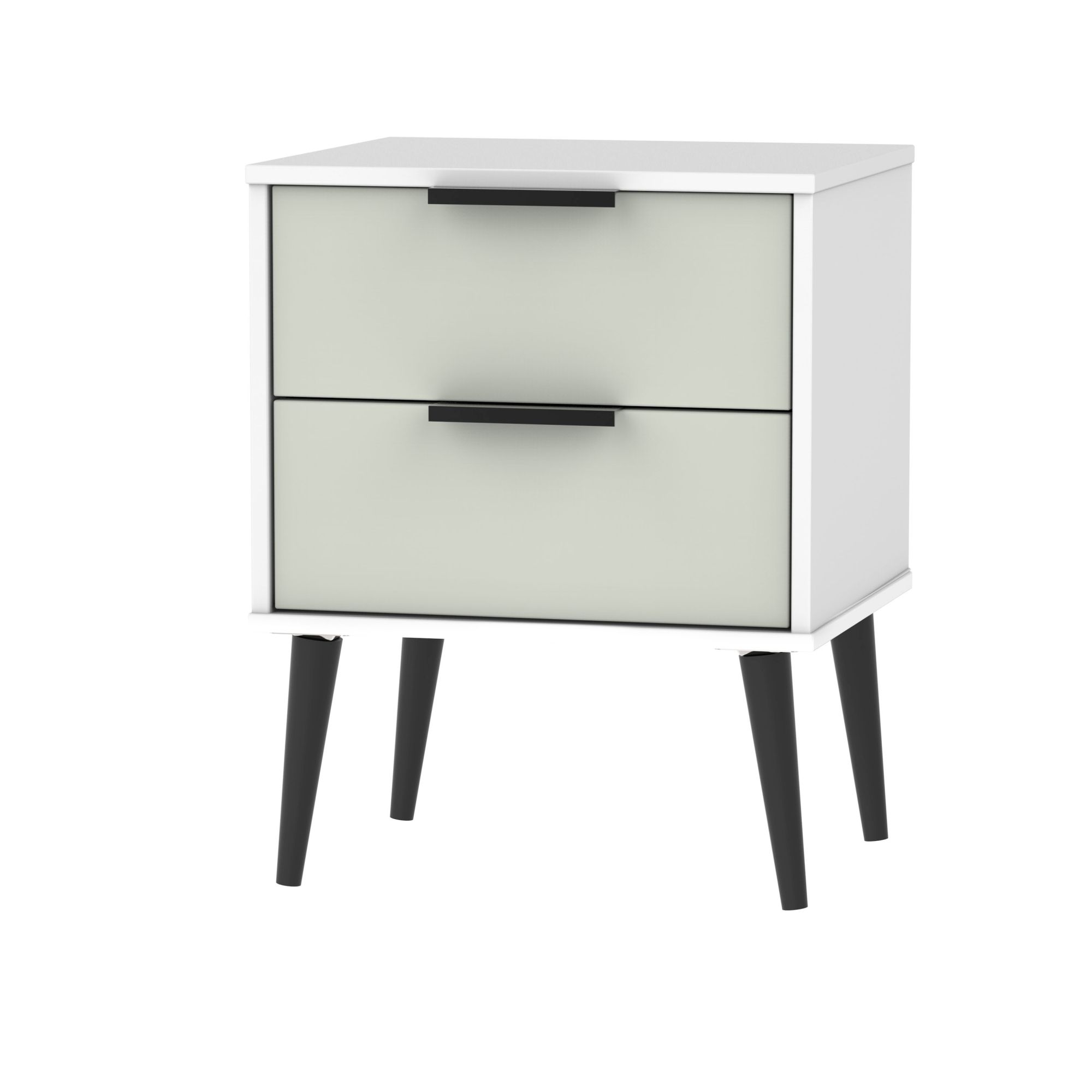 Ready assembled Matt grey & white 2 Drawer Bedside table (H)570mm (W)450mm (D)395mm