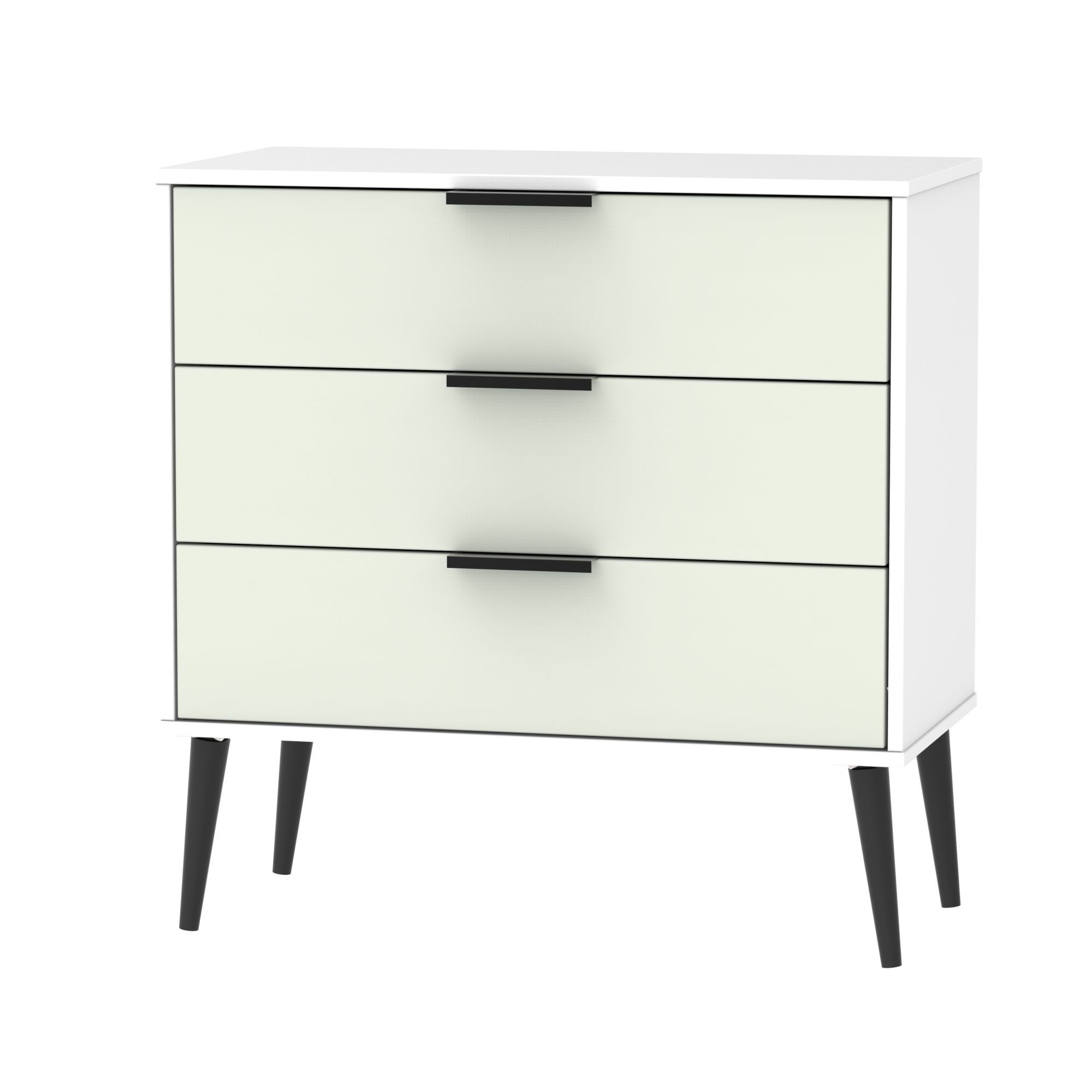 Ready assembled Matt grey & white 3 Drawer Chest of drawers (H)740mm (W)765mm (D)395mm