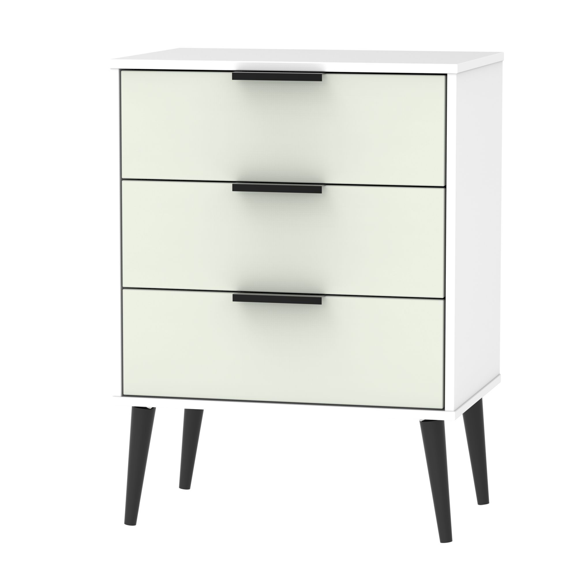 Ready assembled Matt grey & white 3 Drawer Midi Chest of drawers (H)740mm (W)575mm (D)395mm