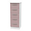 Ready assembled Matt pink & white 5 Drawer Chest of drawers (H)1075mm (W)395mm (D)415mm