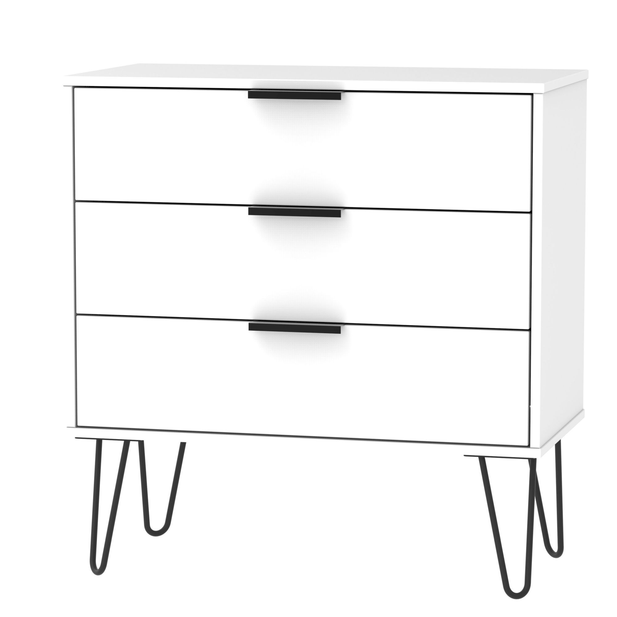 Ready assembled Matt white 3 Drawer Chest of drawers (H)740mm (W)765mm (D)395mm