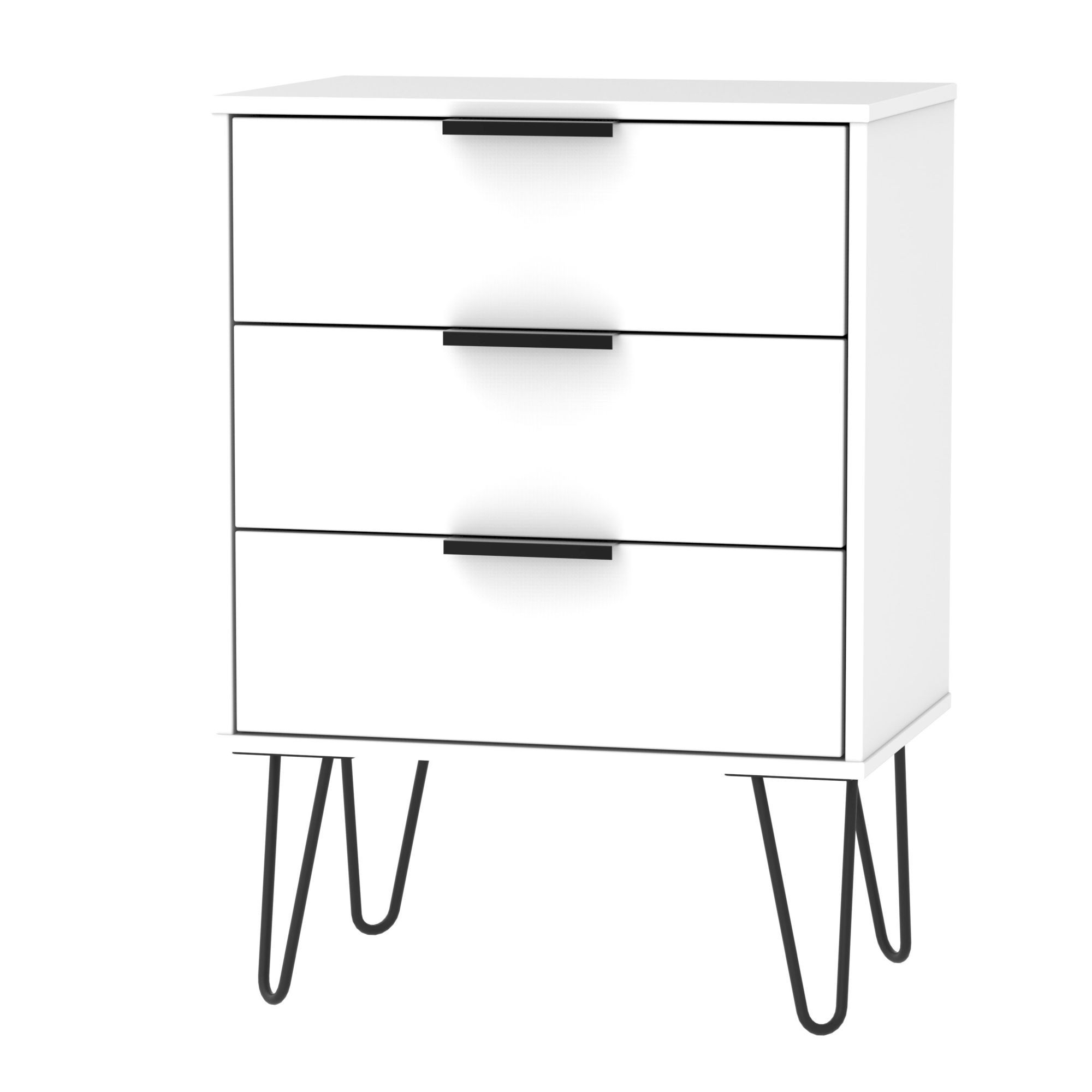 Ready assembled Matt white 3 Drawer Midi Chest (H)740mm (W)575mm (D)395mm