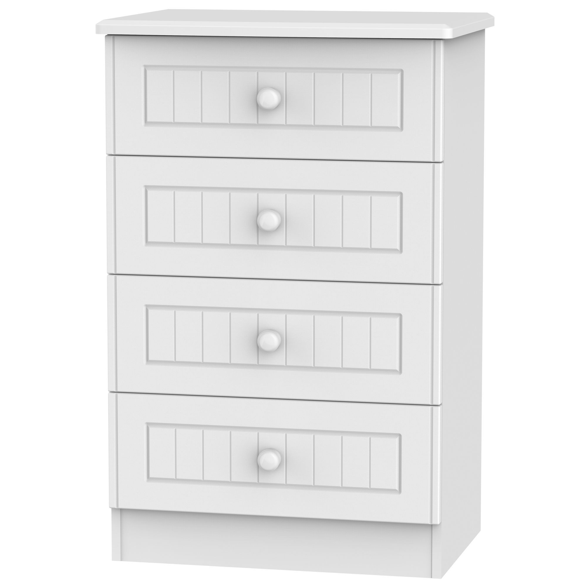 Ready assembled Matt white 4 Drawer Midi Chest of drawers (H)885mm (W)580mm (D)415mm