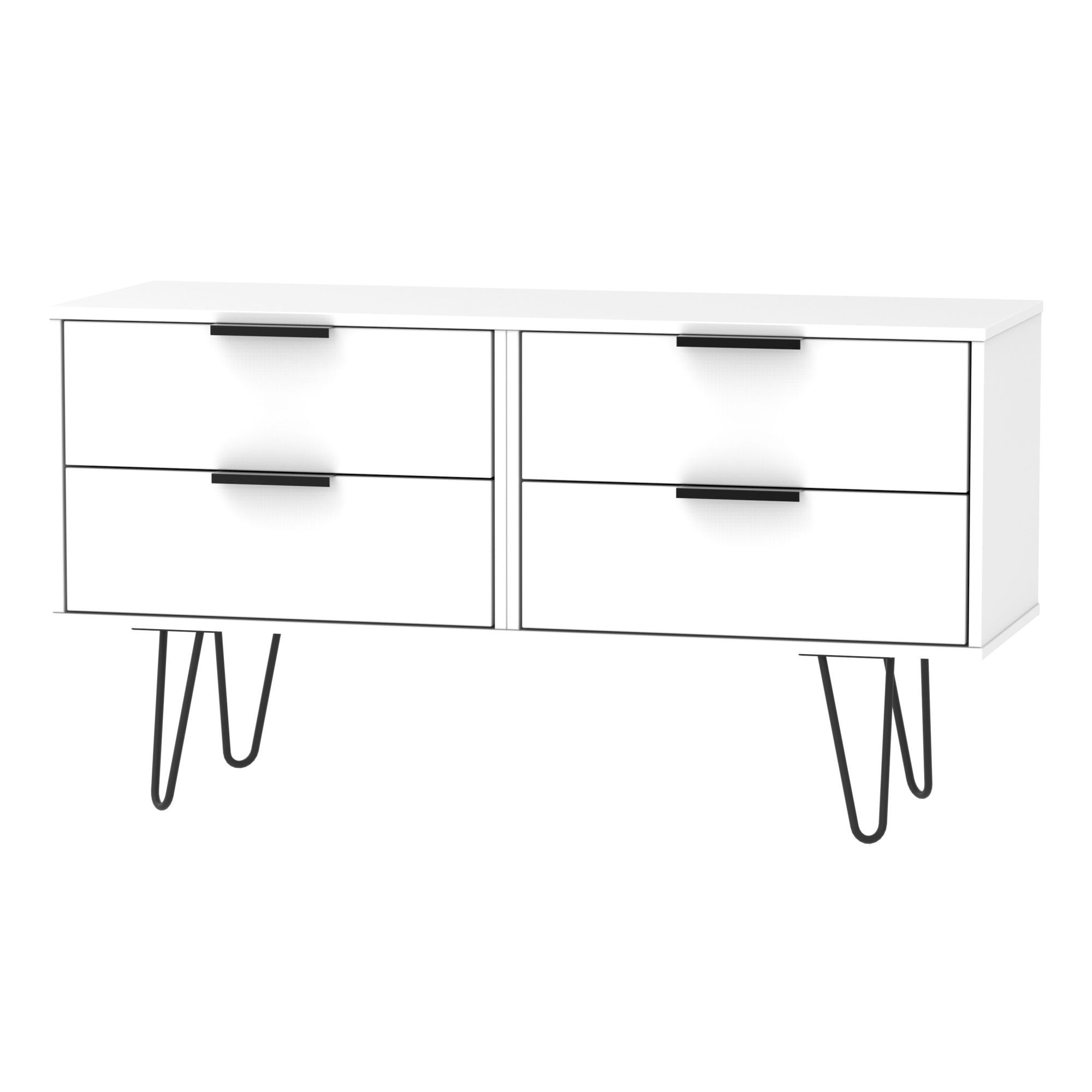 Ready assembled Matt white 4 Drawer Wide Chest of drawers (H)570mm (W)1145mm (D)395mm