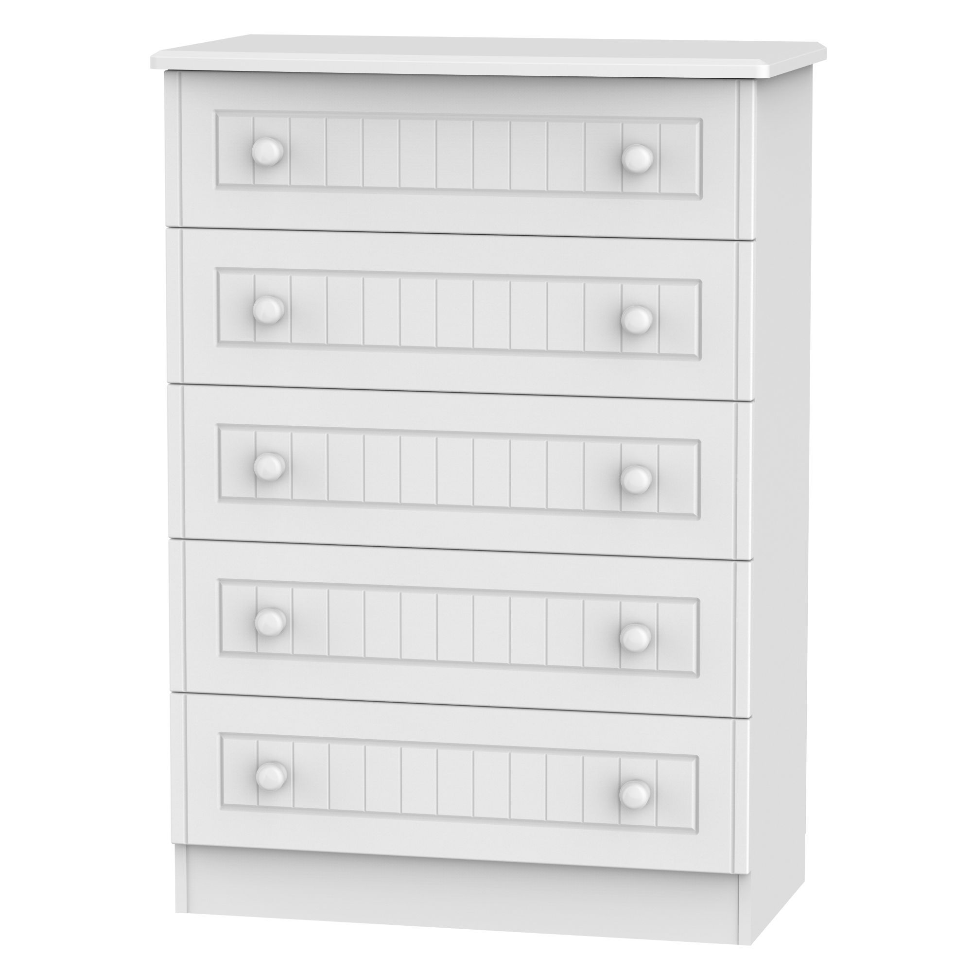 Ready assembled Matt white 5 Drawer Chest of drawers (H)1075mm (W)765mm (D)415mm