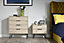Ready assembled Oak effect 2 Drawer Bedside table (H)570mm (W)450mm (D)395mm