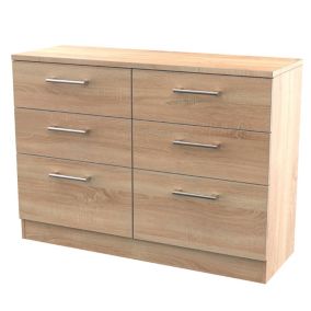 Ready assembled Oak effect 6 Drawer Chest of drawers (H)795mm (W)1120mm (D)415mm
