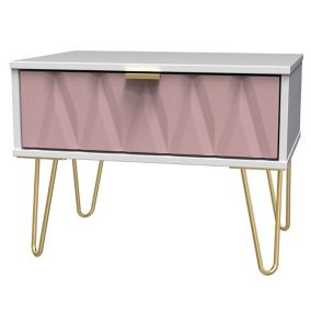 Ready assembled Pink & white 1 Drawer Side table (H)410mm (W)395mm