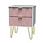 Ready assembled Pink & white 2 Drawer Bedside table (H)570mm (W)450mm (D)395mm