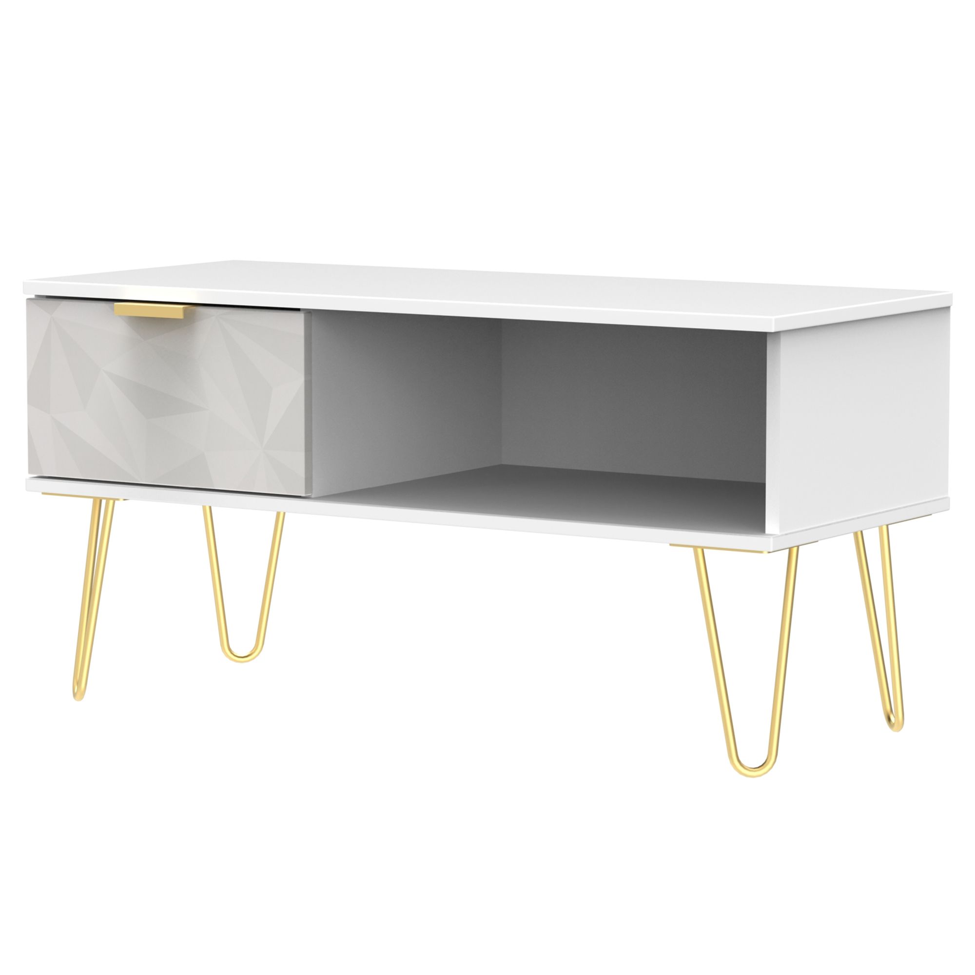 Ready assembled White 1 Drawer Coffee table (H)455mm (W)395mm