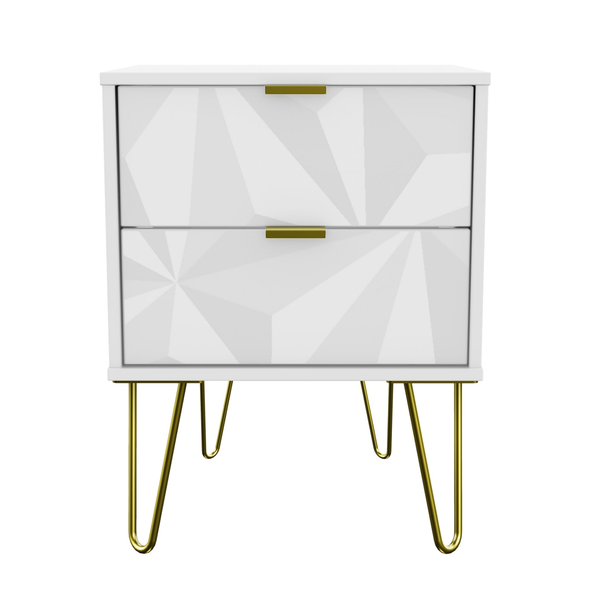 Ready assembled White 2 Drawer Bedside table (H)570mm (W)450mm (D)395mm