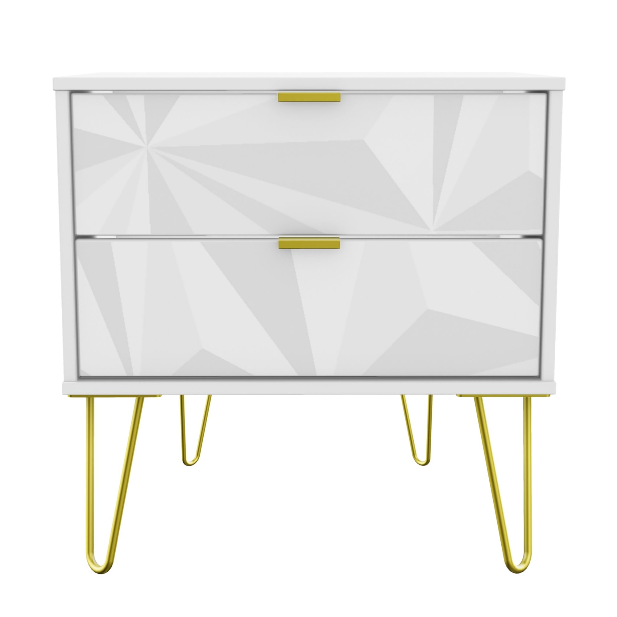 Ready assembled White 2 Drawer Side table (H)570mm (W)395mm