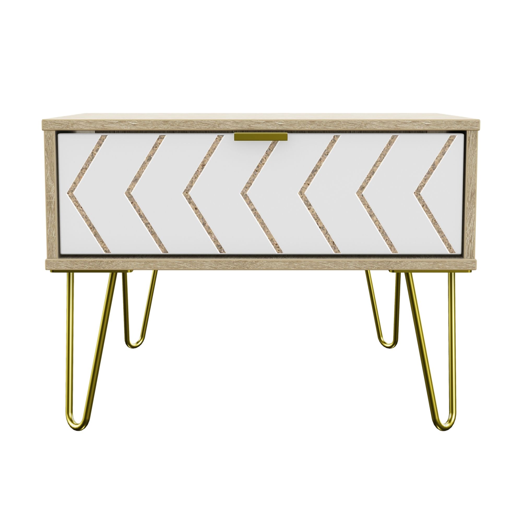 Ready assembled White oak effect 1 Drawer Side table (H)410mm (W)395mm