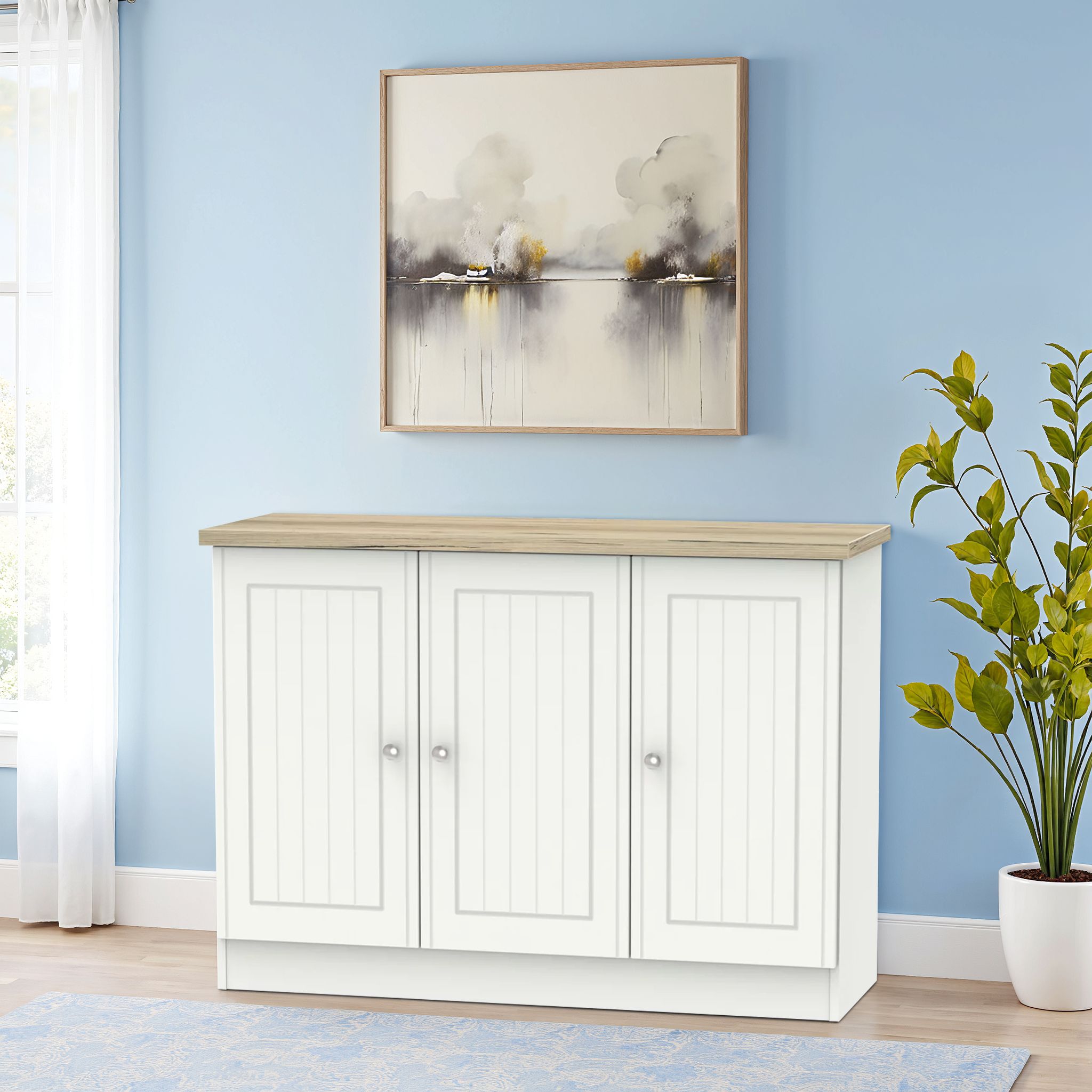 Ready assembled White & oak Sideboard (H)790mm (W)1120mm