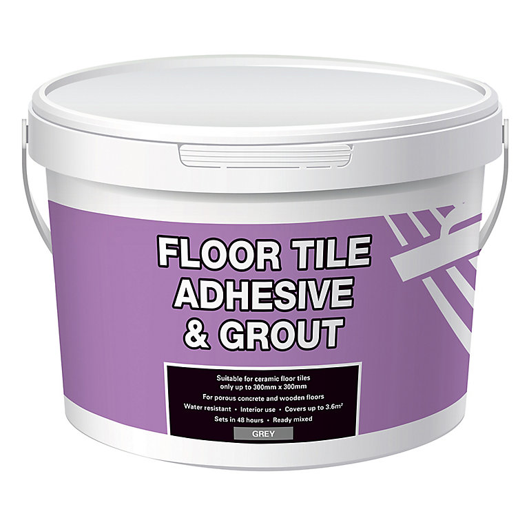 Ready Mixed Grey Floor Tile Adhesive Grout 13 1kg Diy At B Q - Wall Tile Adhesive And Grout Grey