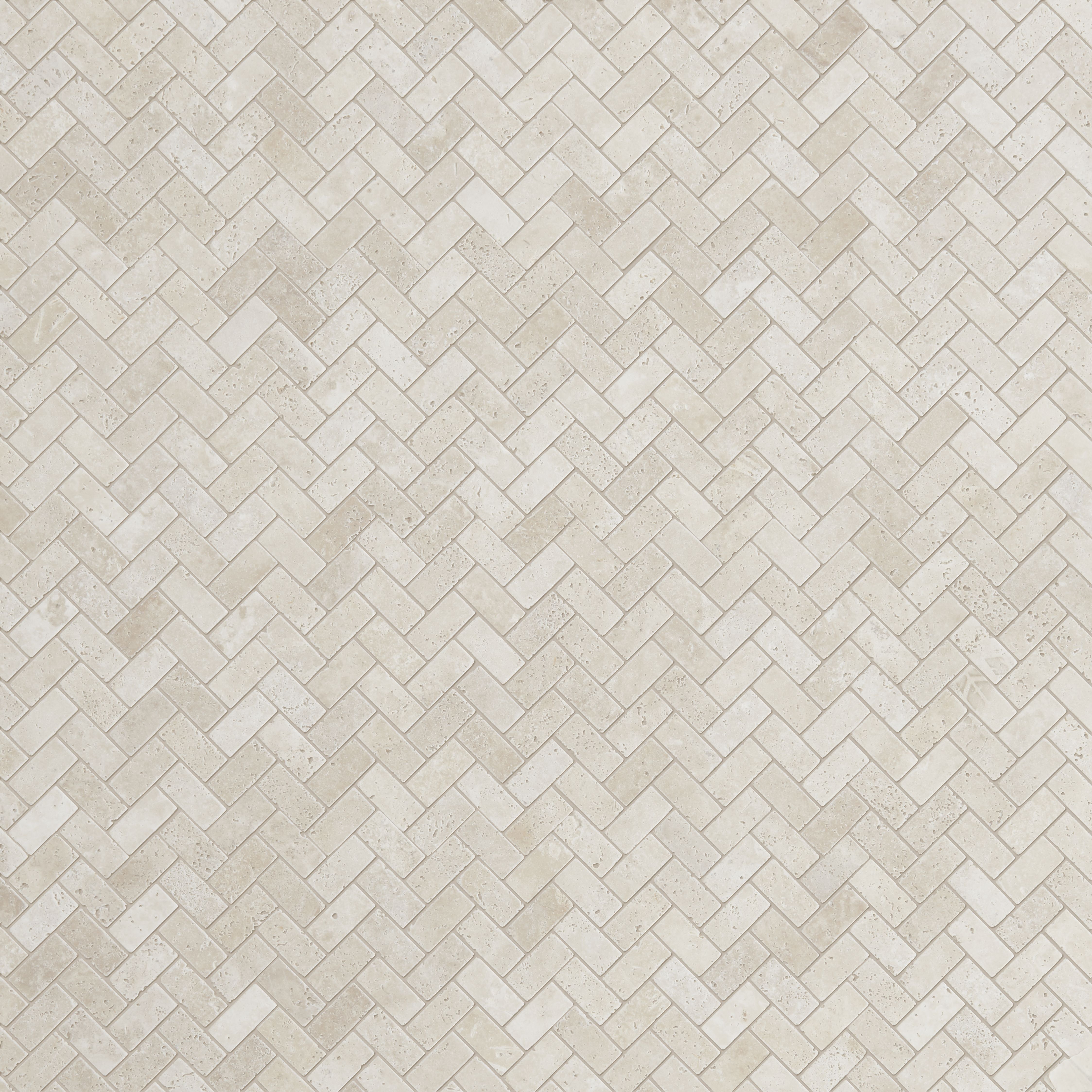 Real tumbled travertine Beige Matt Stone effect Herringbone Natural stone Mosaic tile sheet, (L)310mm (W)285mm