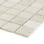 Real tumbled travertine Beige Natural stone 5x5 Mosaic tile sheet, (L)305mm (W)305mm