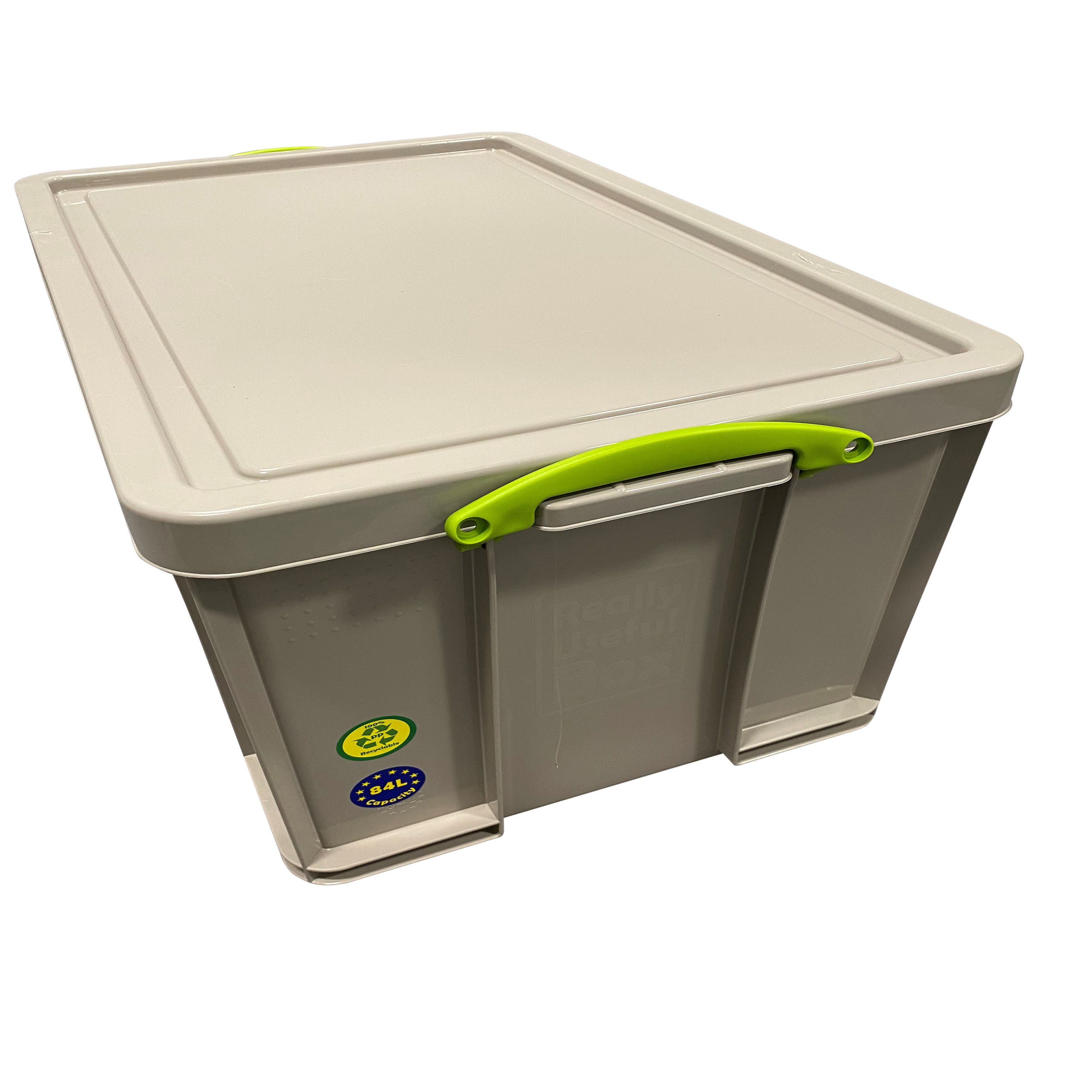 Really Useful Earth Box Heavy duty Grey 84L Plastic Stackable Storage box | DIY at B&Q