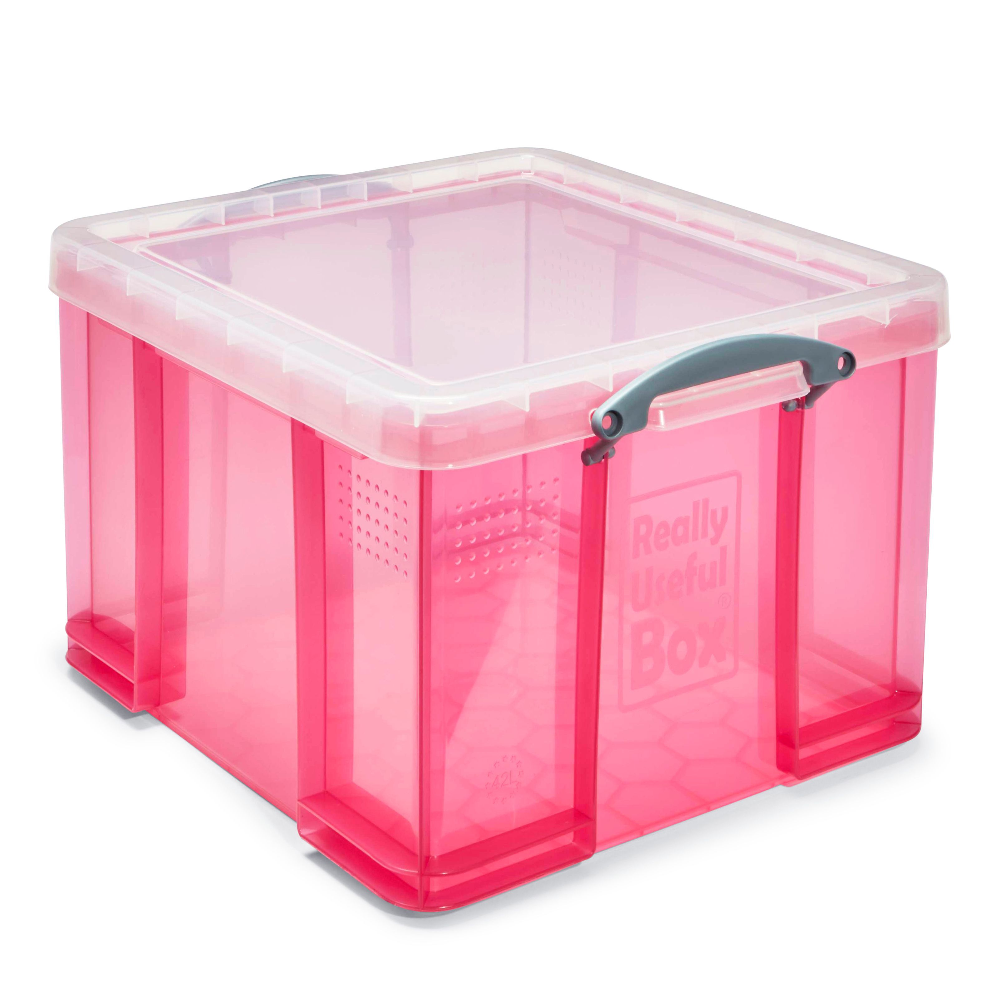 Really Useful Pink 42L Stackable Storage box & Lid DIY at B&Q