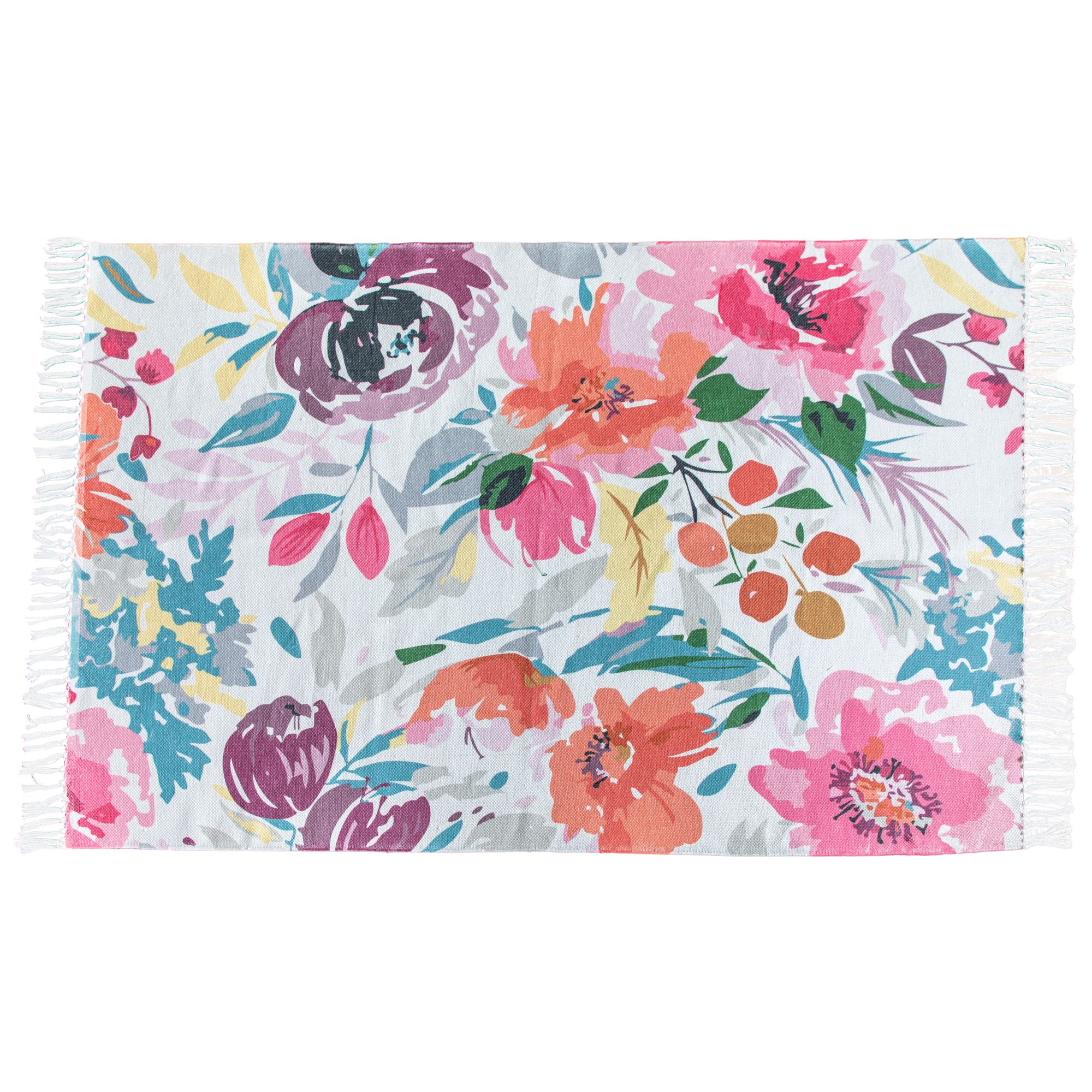 Recycled Pink Floral Medium Rug, (L)170cm x (W)120cm